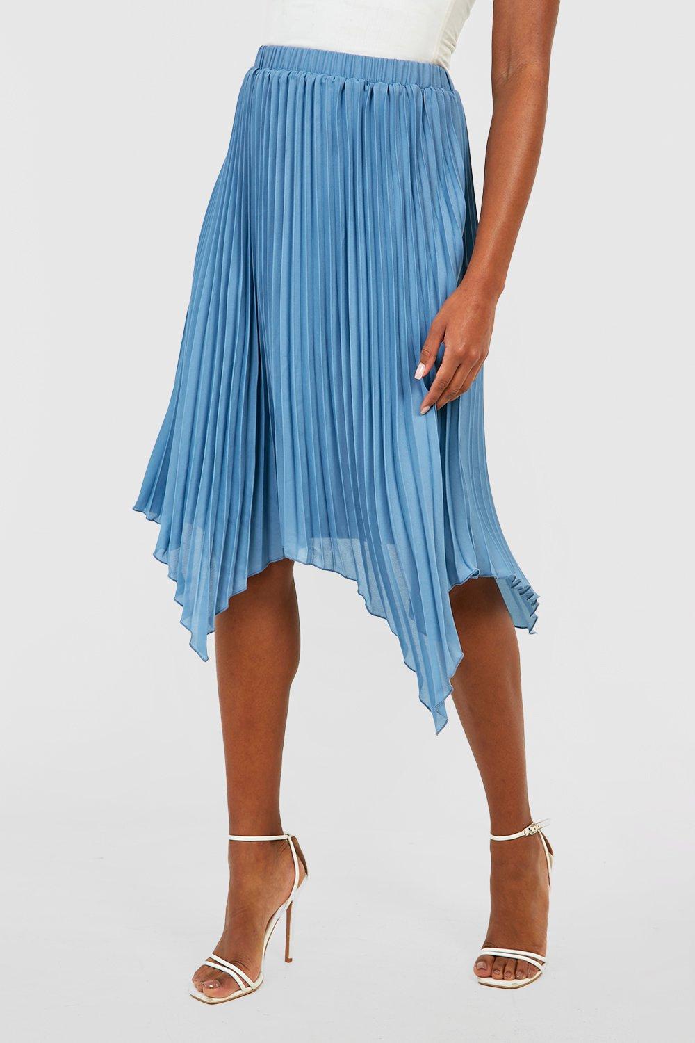 Blue pleated hotsell midi skirt uk